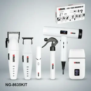 Kit Profissional Wmark Ng-8635 6in1 Barbeador E Secador Branco