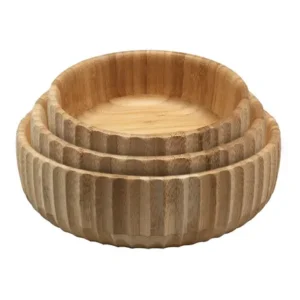 Kit 3 Bowls Canelado De Bambu - Oikos Marrom-claro