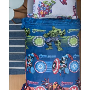 Cobertor Manta Solteiro Infantil Personagens Disney Menino Cor Azul Desenho Do Tecido Avengers