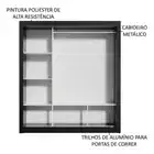 Guarda Roupa Casal Mônaco Madesa 3 Portas Correr Espelho Pb Cor Preto/Branco 1093D81E - Imagem 7