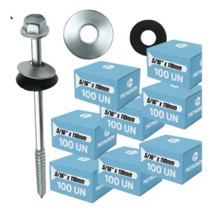 800un Parafuso Telheiro 5/16 X 110mm Zincado Vedação Telha