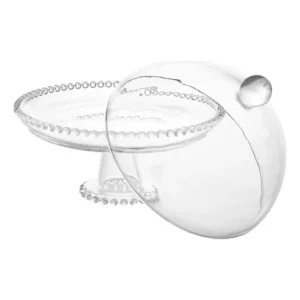Prato Cristal Pearl Com Pé E Tampa 20x18cm Wolff