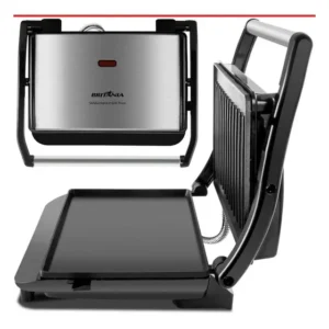 Grill Press Britânia Sanduicheira Preto Inox Misteira Grande Cor Preto/inox - Grill Britania Press Inox Antiaderente Compacto Prático E Eficiente