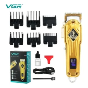 Máquina de cortar cabelo recarregável profissional Vgr V-267 Clipper cor dourada