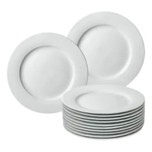 Kit 10 Pratos Rasos 28cm Melamina Resistente Branco Liso Branco Lisa