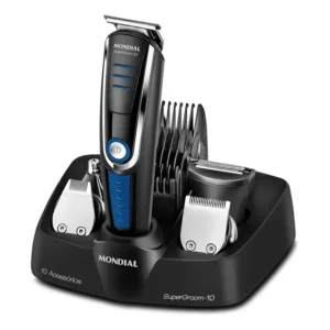 Barbeador Elétrico Maquina Barbear Aparelho Barba 3 Em 1 Preto/azul 127/220v