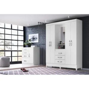 Guarda Roupa Casal Com Cômoda Sapateira Smart Plus Leartam