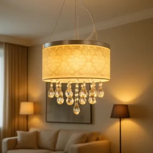 Lustre Pendente Duquesa Florestta Branco Fosco Clássico Moderno com Pingentes 5 Lâmpadas G9 Avant