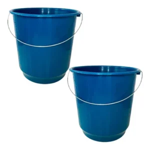 2 Balde Plástico Alça De Ferro 15lts P/ Área De Serviço Azul