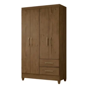 Guarda-roupa Moval Essencial Chile cor castanho de mdp com 4 portas de dobradiças