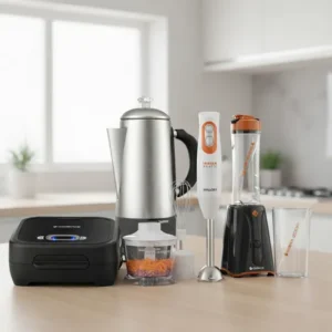 Kit Cozinha 127v: Sanduicheira Click, Cafeteira Italiana Inox, Liquidificador Blender Zoop Cadence, Mixer 3 Em 1 Mallory