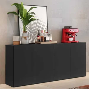 Aparador Buffet 4 Portas Veneza Multimóveis 123 cm x 69.5 cm x 32 cm cor Preto