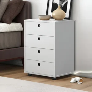 Criado Mudo Branco Prado Moveis 4 Gavetas Retro MDP para Quarto