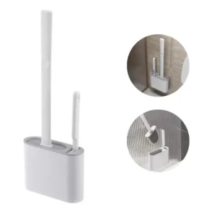 Conjunto De Escovas Sanitaria Limpeza Banheiro Vaso Suporte Branco