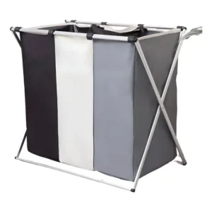 Cesto De Roupas Multiuso Com 3 Compartimentos Branco Lisa