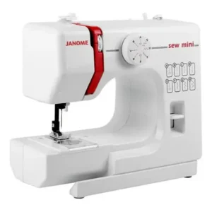 Máquina De Costura Reta Portátil Janome Sew Mini 8 Pontos Costura Jeans Completa Com Pedal e Acessórios Cor Branca