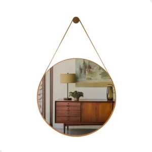 Espelho Adnet Redondo Decorativo Alça Artesanal 30cm Moldura Gelo