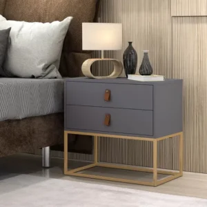 Mesa Cabeceira Criado Quarto Casal Pé Industrial Dourado 60*