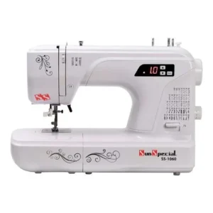 Máquina De Costura Doméstica Sun Special Ss-1060 Eletrônica 50 Pontos Costura 10 Camadas Jeans Completa C/ Acessórios E Pedal Branca