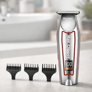 Maquina Acabamento Cortar Cabelo Aparador De Pelos Kemei Prateado 127/220v