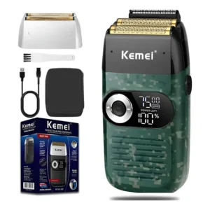 Barbeador Elétrico Kemei Km-2027 Maquina Shaver Profissional Verde-escuro 220v Km-2027