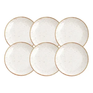 Jogo Pratos Rasos Tramontina Rústico Porcelana Decorada 6 Pç