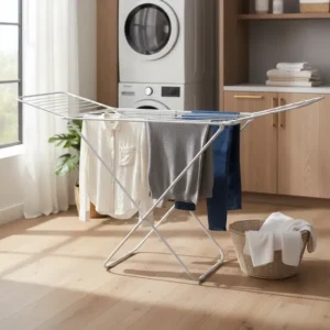 Varal De Chão Aço Reforçado Retrátil Dobrável C/abas - 7902 Branco
