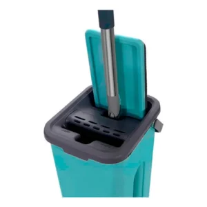 Flat Mop Com Balde Lava E Seca - Esfregão Multiuso + 1 Refil Verde-claro