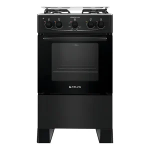 Fogão 4 Bocas Atlas Mônaco Plus Preto Com Mesa Inox E Acendimento Automático Bivolt