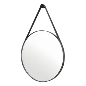 Espelho Grande Para Banheiro Escandinavo 60cm +suporte Preto