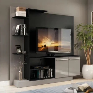 Estante Tv 55 E 2 Portas Denver Multimóveis V2473 Cor Preto/Lacca Fumê
