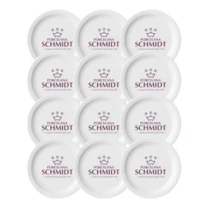 Jogo Pratos Sobremesa Porcelana Schmidt 12 19cm Branco