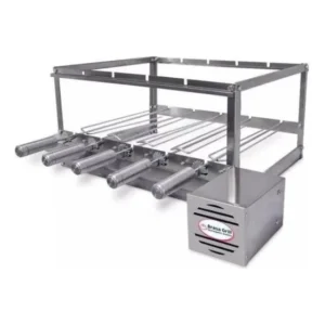 Kit Grill Giratório 5 Espetos Para Churrasqueira - 100% Inox Cor Motor Lado Direito