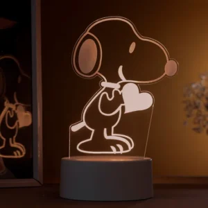 Luminária Led 3d Snoopy - Abajur De Mesa Cúpula Branco Estrutura Branco Usb
