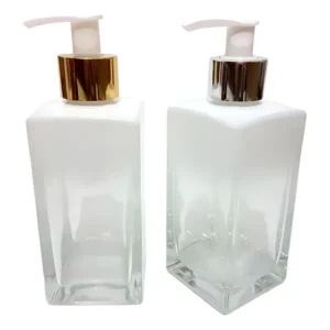 Porta Sabonete Vidro Degrade Branco 250ml Válvula Dourada