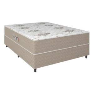 Cama Box Casal Conjugada Ortopédico Alpha Espuma Branco Cor Bege/bco