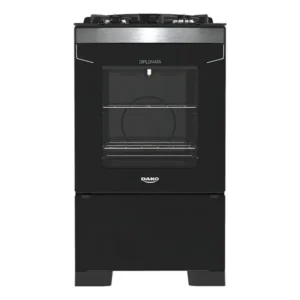 Fogão 4 Bocas Dako Diplomata Grill Frente Vidro Timer Digit Cor Preto