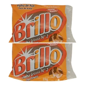 Kit 2 Palha De Aço Esponja Brillo Bombril 25g Media 2o Cinza