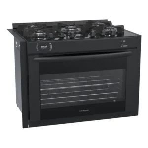 Fogao De Embutir 5 Bocas Venax Gaudi Prisma Vitreo Bl Venax Cor Preto