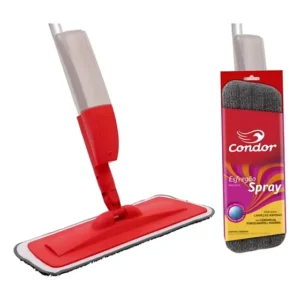 Vassoura Que Espirra Produto No Chão + Refil Microfibra Cor Vermelho