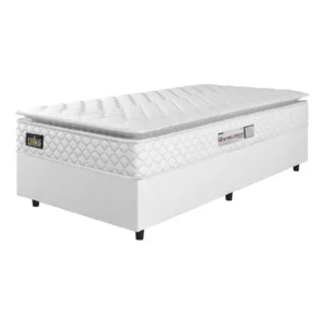 Cama Box 88x188x57 Colchão Espuma D33 Pillow Top Branco Hellen