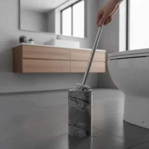 Escova Sanitária C/ Suporte Marmorizado Pvc Limpeza Banheiro
