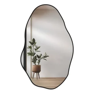Espelho Orgânico Loja Sala 80x50 Grande Banheiro Elegante Moldura Preto