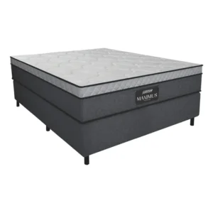 Cama Box Casal Colchão Gazin Maximus Molas Ensacadas 138x188x62cm Linho Grafite / Preto - Suporta até 120Kg por Pessoa