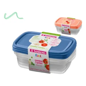Conjunto 3 Potes Herméticos Mantimento Freezer Sanremo 785ml Cor Sortida
