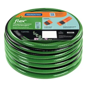 Mangueira Flex para Jardim 20 Metros Tramontina Verde/Preta PVC Engate Rosqueado e Esguicho