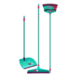Kit Noviça Limpeza Premium Vassoura Multiuso Rodo Ballena 40cm de Silicone Pá De Lixo Articulada