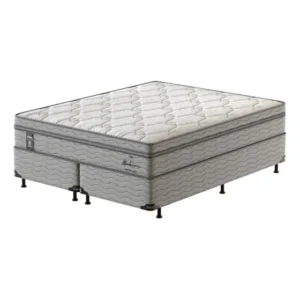 Cama Box Queen Size Probel Alabama Com Molas Ensacadas Branco Com Cinza