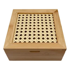 Caixa Decorativa Palha Indiana E Bambu 4 Nichos - Oikos Palha Indiana