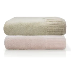 Jogo Toalha De Banho Gigante Ele/ela Velour - 500g/m² Camesa Cor Bege/rosé